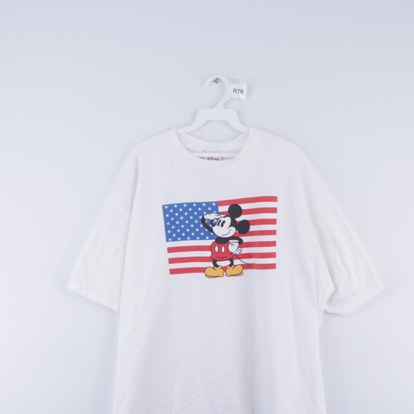 90s Disney Mens 2XL Mickey Mouse USA Flag T Shirt - Picture 2 of 8